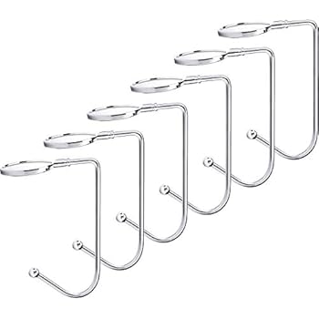 Christmas Stocking Holders for Mantle Hooks Hanger Grip Non-Slip Safety Fireplace Hooks Mantel Hooks for Christmas Party Decoration (Silver, 6)