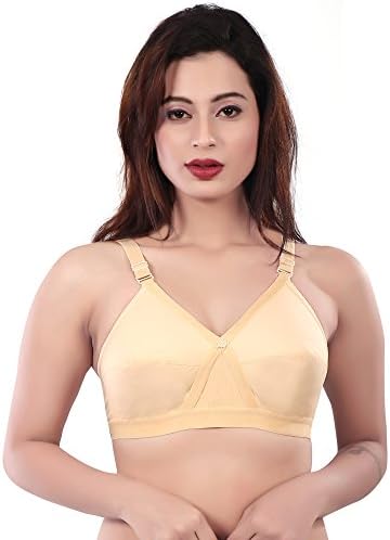 Womens Cotton D Cup Non Wired Non Padded T Shirt Bra - Size 32D, 34D, 36D, 38D, 40D, 42D & 44D - Full Cup Coverage Brasier Available in Black, White & Skin Color