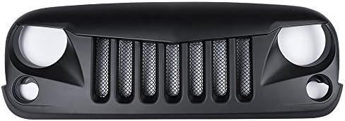 Santu Falcon Eagle Eye Front Matte Black Grille Grid Grill With 3D Mesh Insert for Jeep Wrangler Rubicon Freedom Sahara Sport Jk 2007-2017（Upgraded Version）
