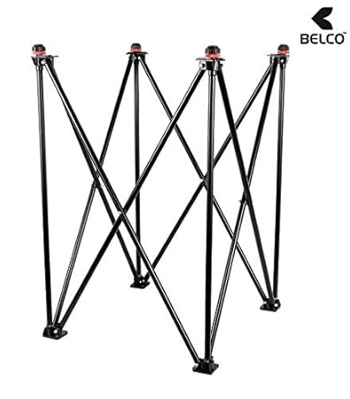 BELCO SPORTS Steel Iron Adjustable Easy Foldable Indoor Carrom Board Stand Games (Black, Large)