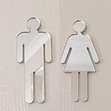 Mirrored Male & Female Toilet Door Signs (Restroom) 12cm each
