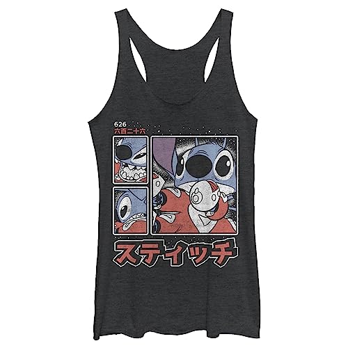 Women's Lilo & Stitch Comic Book Panels Racerback Tank Top - Black Heather - X…