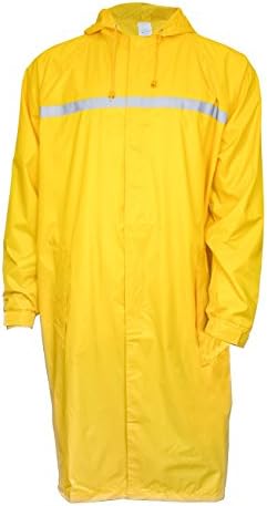 RK Rain Wear Men's Waterproof Long Raincoat PVC Trench Coat, Yellow , 2XL