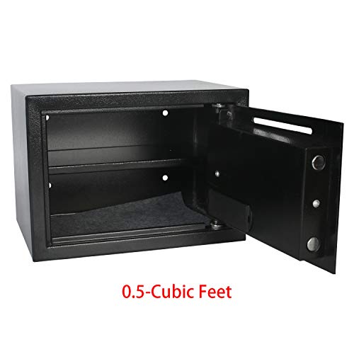 eclife Security Safe Box 0.5 Cubic Feet Electronic Digital Security Safe Box Black Keypad Lock Home Office Hotel Mini Cabinet Storage,Solid Steel Construction HM-F01 - Thumbnail 3