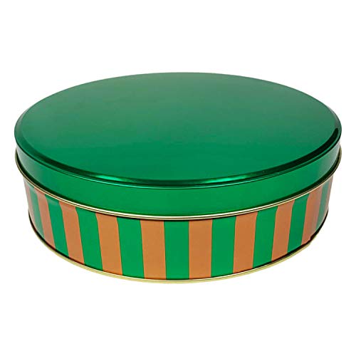 Green and Gold Striped Metallic Christmas Tins - Set of 3