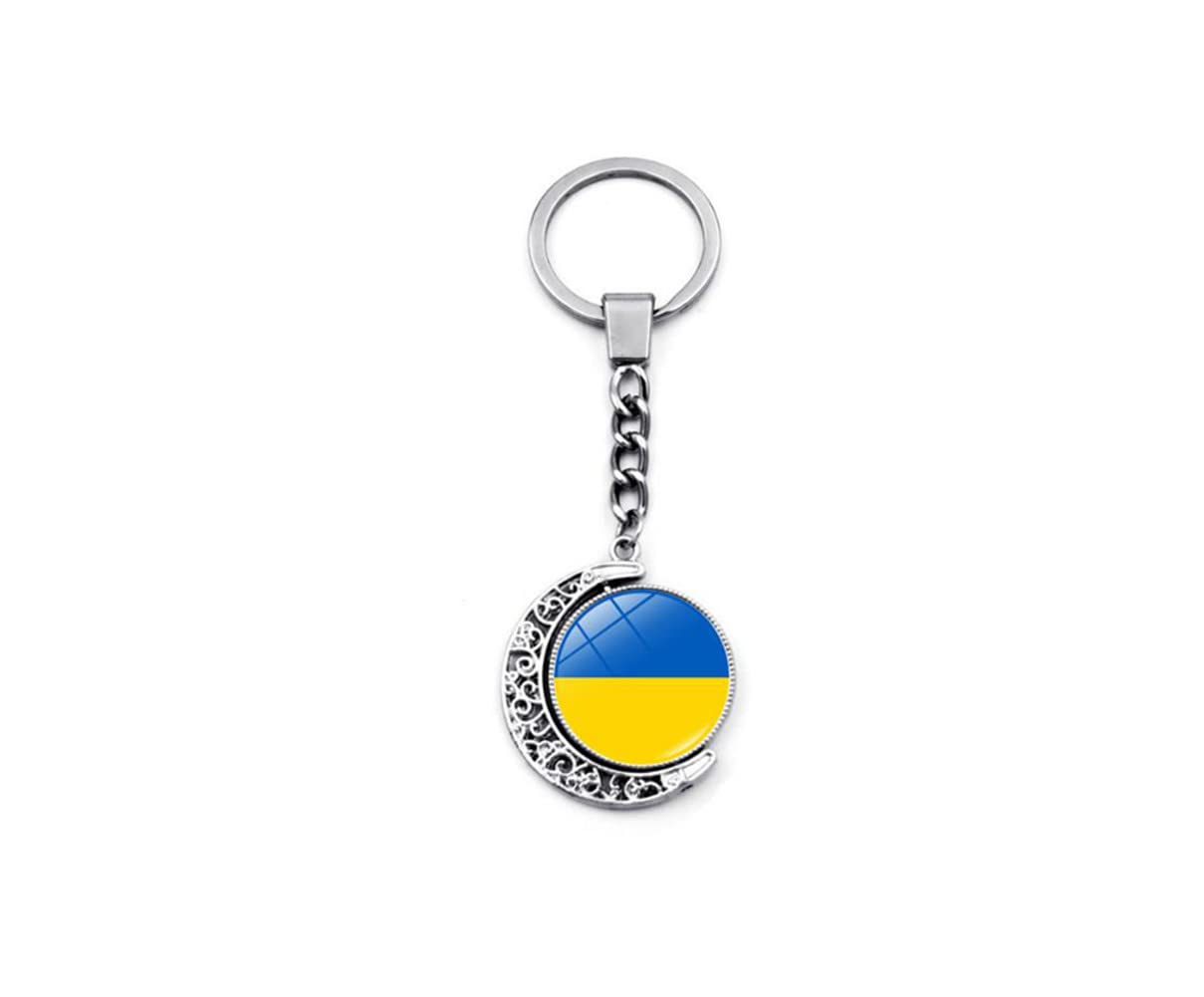 Ukraine Flag Key Chain Charms Crystal Keychains Keyrings Patriot Souvenir Gift Ukrainian Flags Glass Men Women Purse Car Key Ring Jewelry Accessory