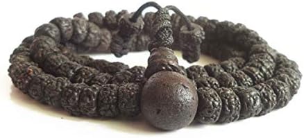 ANNNEA BRO500 Tibet Antiqued Black Rudraksha Bodhi Seeds 108 Prayer Mala For Man Tibetan Buddhist Bracelets 8-9mm 58cm