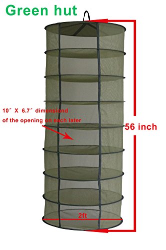 Green Hut 2ft 8 Layer Green Mesh Hanging Herb Drying Rack Dry Net
