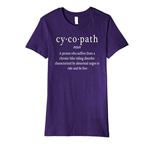 Womens Cycopath T-shirt Funny Bike Tee for Cyclist Bicycle Shirt Large Purple