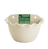 Link Solar Wall Planter Hanging Flower Plant Pot Indoor or Outdoor Container Gardening Wave Edge Pottery Style(Beige, 3044)