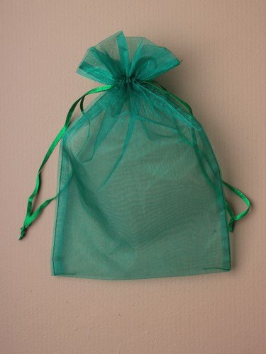 BEAUTIFUL LARGE EMERALD GREEN ORGANZA GIFT BAGS - FOR CHRISTMAS GIFT PRESENT WRAPPING - PACK OF 12