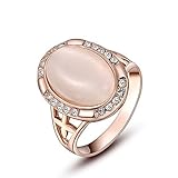 Winter.Z Noble and Elegant Ladies Jewelry Popular Explosion Models Austria Crystal Rose Gold Oval Opal Ring Wedding