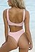 ESONLAR Pink Front Knotted Active Crop Top High Waist Bikini Beachwear for Women L
