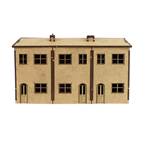 War World Scenics Modellbau MDF Gebäude - Niedrigprofil Dreifach-Haus x 3 - Spur 00/H0 Modellbahn Maßstab… – Bild 4