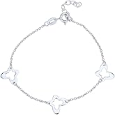 Vanbelle Sterling Silver Jewelry - Rhodium Plated with 925 Stamp - Multiple Butterfly Charm Bracelet for Women - 6.5 Inch long + 1 Inch Extender