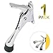One Touch Kickdown Door Stopper, Door Holder, Heavy Duty Door Stops, Bottom of Door, Height-Adjustable Rubber Tips by HASHI (Chrome 4 inch x 1pack)
