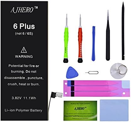 AJHERO iPhone 6 Plus Battery Replacement New Zero Cycle 3.82V 2915 mAh Li-ion Internal with Complete Repair Tools Kits and Instruction 24 Months Warranty