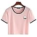Froomer Women Short Sleeves Crop T-Shirt Top Aliens Printed Short Tops (Asian L, Pink)