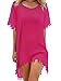 Adreamly Women's Stylish Chiffon Tassel Kaftan Swimsuit Beachwear Cover Up Free Size Rose Red
