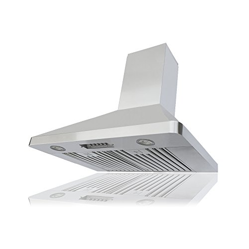 KOBE RAX9430SQB-2 Brillia 30-inch Wall Mount Range Hood, 3-Speed, 680 CFM, Fits Ceiling Height 8'-9'