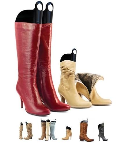 XUBX 12pcs Black PVC Boot Supports, 16in Tall Reusable Boot Shapers Form Inserts, Boots Stand Holder Shaping Tool, Shoe Trees Insert Pads Knee High Shoes Thigh Boot Holder Hanger, Black, 16 In