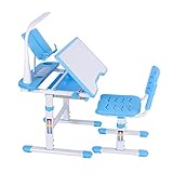 Yosooo Children Study Table and Chair Adjustable Height for Kids with Lamp US Plug