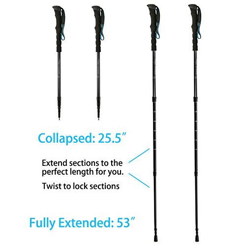 UROPHYLLA Trekking Poles, Anti- Shock Aluminum Hiking Poles Lightweight Hiking/Climbing/Backpacking/Durable Walking Sticks with Useful Wrist Strap and Assorted Tips Perfect for Travel, 1 Pair