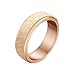 PAURO Women's Stainless Steel Rose Gold Plated Sandblast Finish Lucky Spinner Worry Ring Band 6MM Size 6