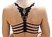Blue 55 Women's Junior Padded Cut-Out Strappy Cotton Lace Crochet RacerBack Bralette (Black Wings)