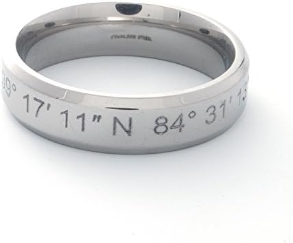 Petite Boutique Customizable Your Name Ring Personalized Gift Stainless Steel Beveled Edge Flat Band Ring