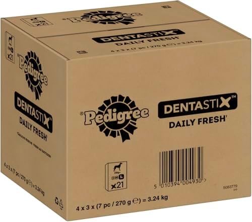 DentaStix Fresh Hundeleckerli für große Hunde, Kausnack gegen Zahnsteinbildung, Für gesunde Zähne und einen frischen Atem, 4 er Pack, 4 x 28 Stück