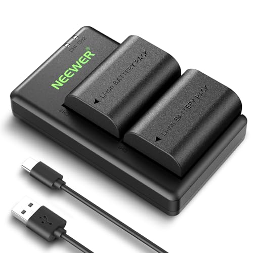 NEEWER 2 Pack 2400mAh LP-E6P LP-E6NH LP-E6N LP-E6 Replacement Battery and USB Double Charger, Compatible with Canon EOS R5 Mark II EOS R5 EOS R6 EOS R7 EOS R 5D II III IV 6D 6D II 7D 7D II 60D 70D 80D