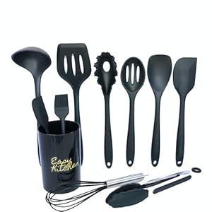 Silicone Cooking Kitchen Utensils Set with Holder, BPA Free Non Toxic Silicone Turner Tongs Spatula Spoon Kitchen…
