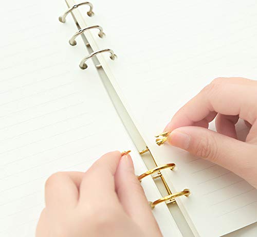 Grekywin 8 Pcs 3-Rings Metal Loose Leaf Binder Rings Clip for Notebook Diary Photo Album (Gold Tone & Silver Tone) - Thumbnail 2