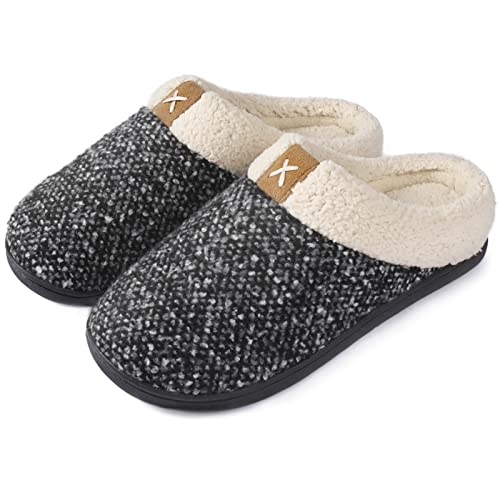 ULTRAIDEAS Mens Slip On Slippers, Sherpa Lined House Shoes with Memory