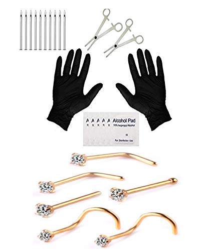 Jconly 22Pcs Professional Piercing Kit 20G Nose Rings Studs Stainless Steel Body Jewelry Body Piercing Kit - Thumbnail 5