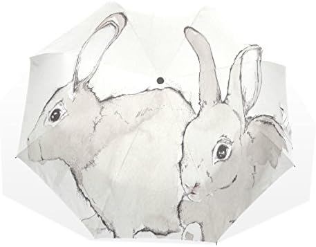 BYouLockX Gray Rabbit Rain Umbrella for Windproof & UV protection