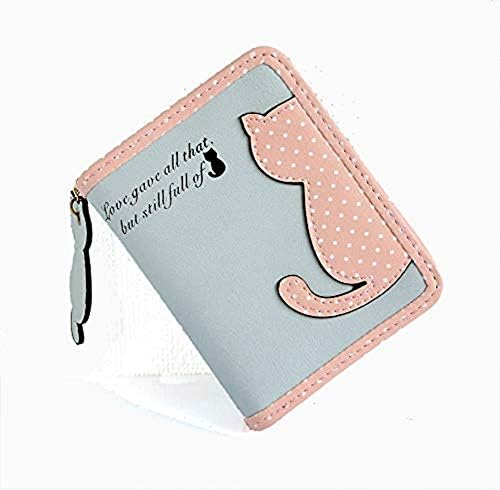 財布 二つ折り財布 レディース パスケース収納付き 猫のチャーム ドット猫のワッペン付 二つ折り 小銭入れ B07dch6l36 918円 人気海外一番 100 品質保証 全品送料無料 即日出荷 Sale開催中