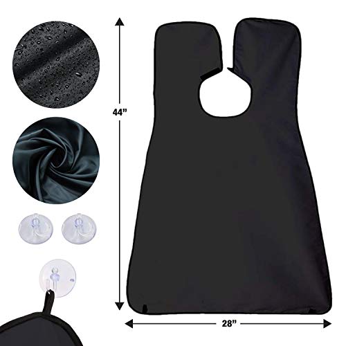 BMCC Beard Apron Bib for Men Shaving and Trimming with Mirror Suction Cups Hair Catcher Adjustable Neck Strap