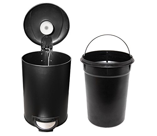 Premium Dog Waste Trash Can with Integrated Fly Trap for Small and Medium Sized Dogs (to 50 lbs.), Stainless Steel, Black, for Poop Bag, Pooper Scooper and Shovel Disposal