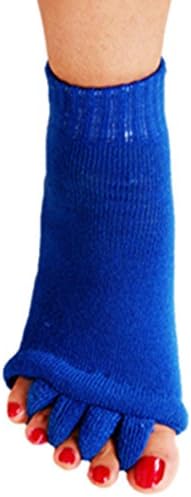 1 Pair Yoga GYM Massage Five Toe Separator Socks Foot Alignment Pain Relief Hot (One Size, Royal Blue)