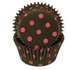 Jubilee Sweet Arts Black Hot Pink Polka Dot Cupcake Muffin CupsStandard Size 50 count