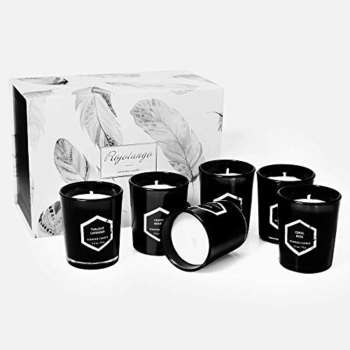 YINUO LIGHT Red Flame Luxury Scented Candles, 6 Pack Black Glass Soy Wax Candle Gift Set for Women Birthday, Anniversary, Valentine's Day
