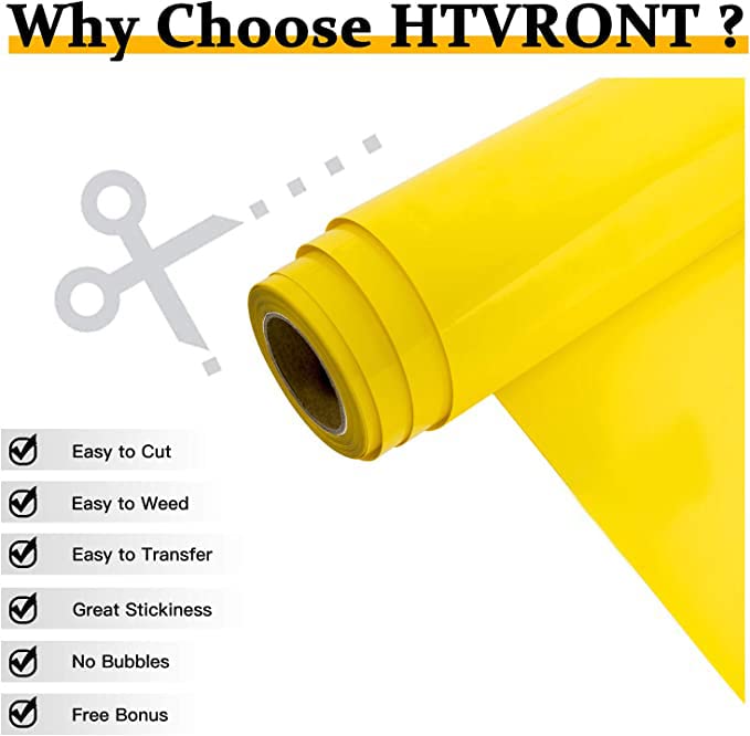 HTVRONT Heat Transfer Vinyl Yellow HTV Vinyl Rolls 12" x 20ft Yellow