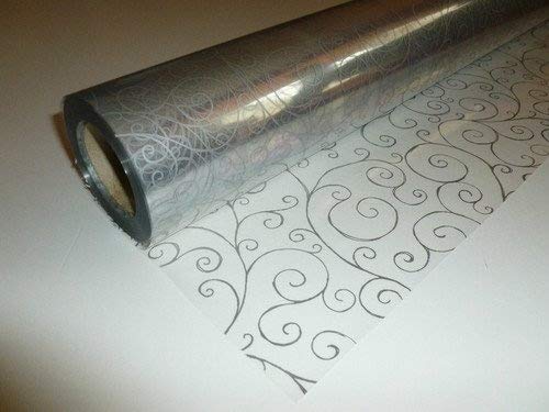 15 Meters Silver Scroll Cellophane 80cm Width - Rolled - Florist Quality