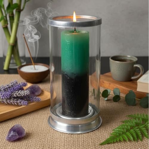 Suporte Porta Vela de 7 Dias em Vidro e Alumínio – Estrutura Segura e Design Funcional para Iluminação