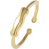 MUSTHAVE 18K Gold Plated Texture Ring, Open Ring, Stack Ring, Lightweight, Yellow Color, Fashion Jewelry for lady, Hammered