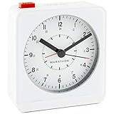 MARATHON CL030053WH Classic Silent Sweep Alarm Clock with Auto Night Light. Batteries Included