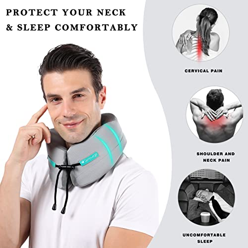 Travel Neck Pillow for Airplane Compressible Adjustable Strong Support
