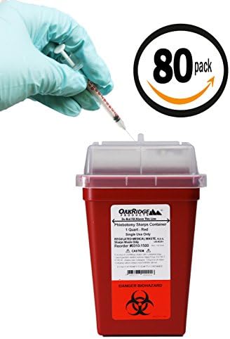 OAKRIDGE PRODUCTS1 Quart Sharps Container (Case of 80) | Business bundle | full case savings